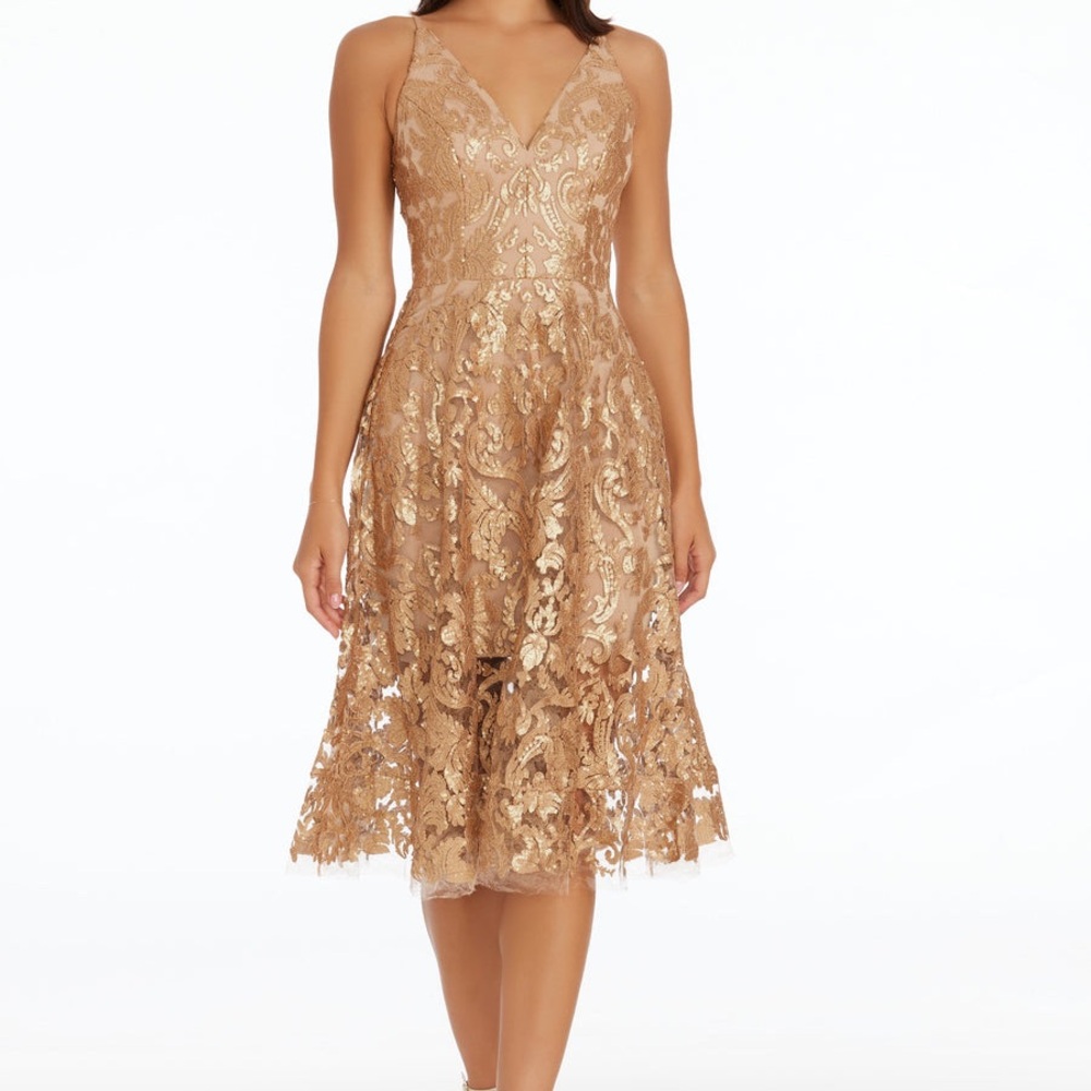 Dress the Population - Blair - Gold/Nude